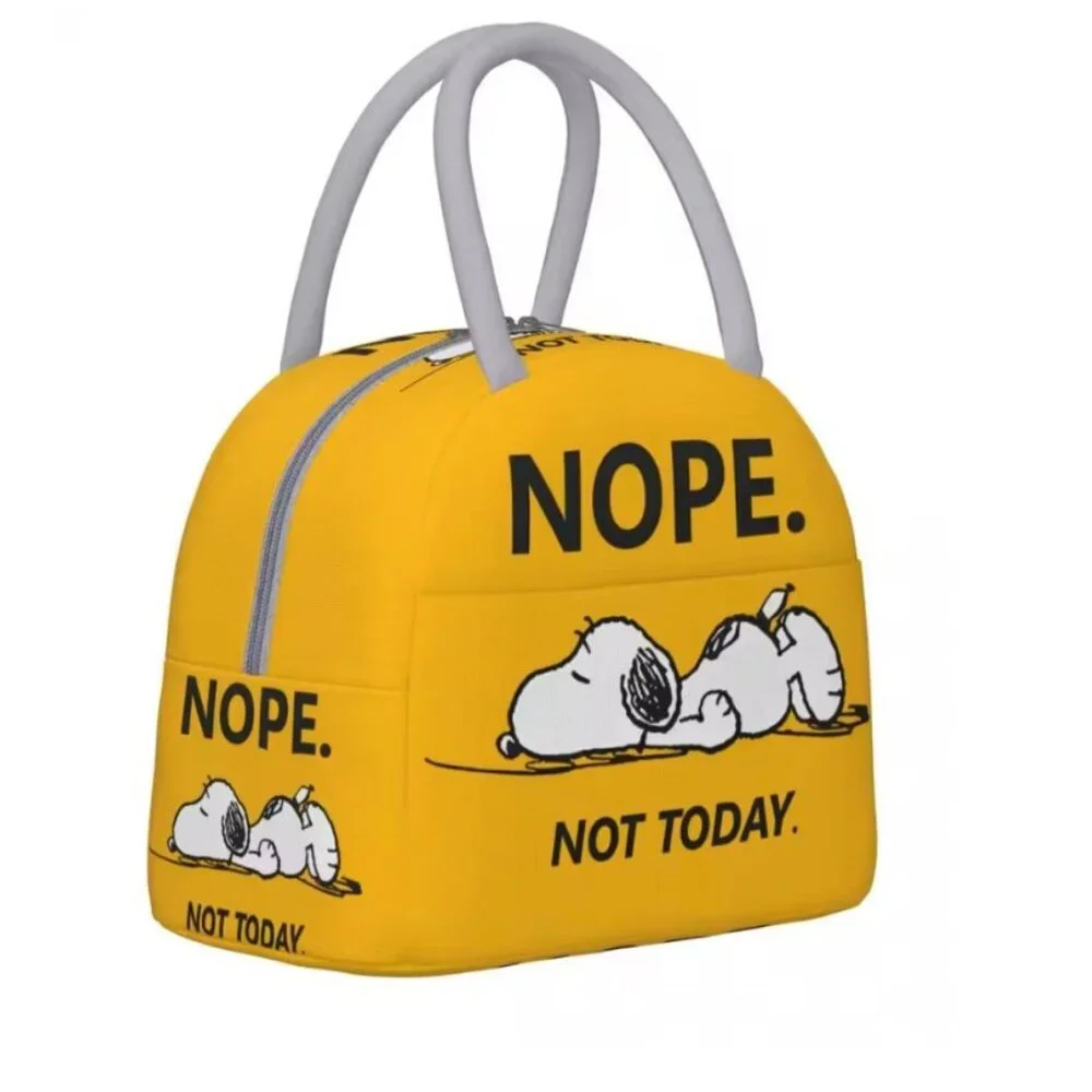 Snoopy Yellow Insulated Lunch Bag Not Today Peanuts Tote